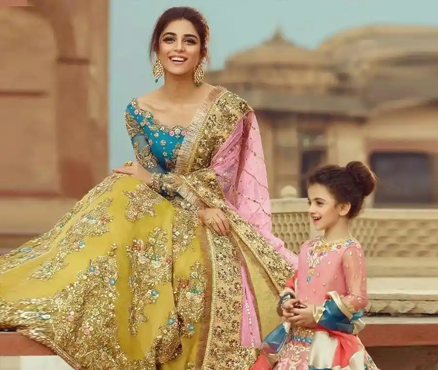 Yellow and Blue Bridal Lehenga Choli 11zon 1 Yellow and Blue Bridal Lehenga Choli