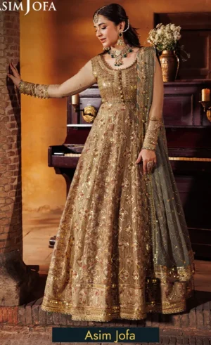 Golden Colour Anarkali Dress For Wedding Guests