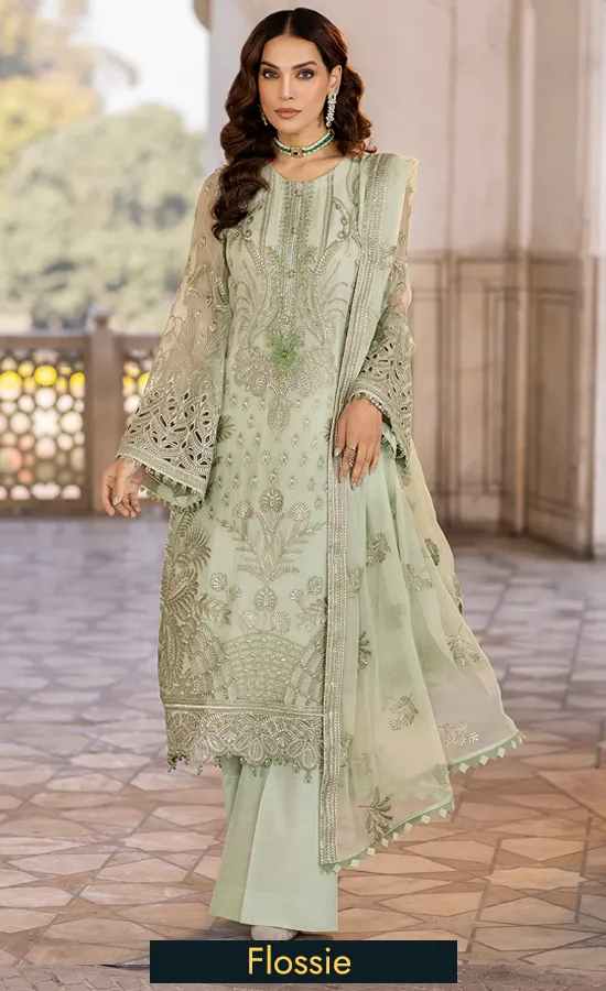 Embroidered Chiffon - Luster Green