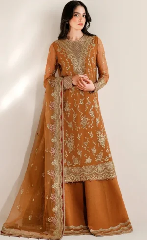 Golden Colour Anarkali Dress For Wedding Guestsss (1)