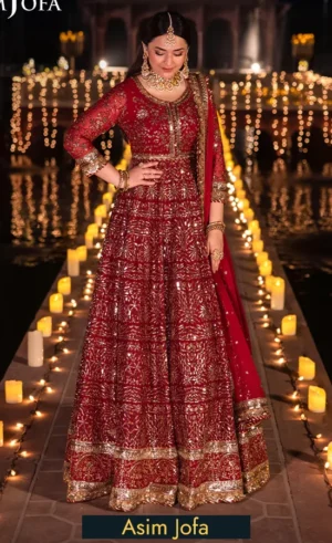 Anarkali Suit in Red Colour For Wedding Guests