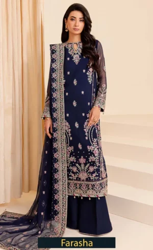 Embroidered Net - Navy Noir