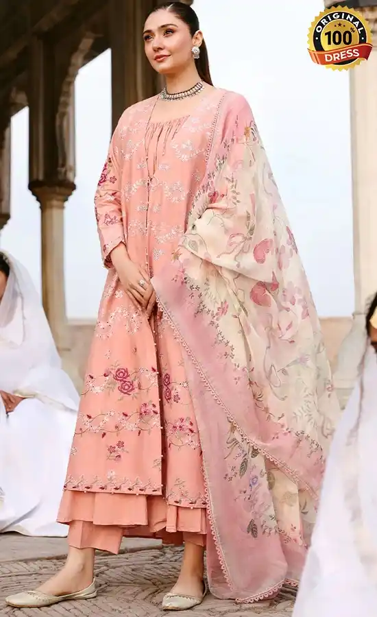 Cross Stitch PK Embroidered Lawn Dusky Rose Dress (1) Cross Stitch PK Embroidered Lawn Dusky Rose Dress (1)