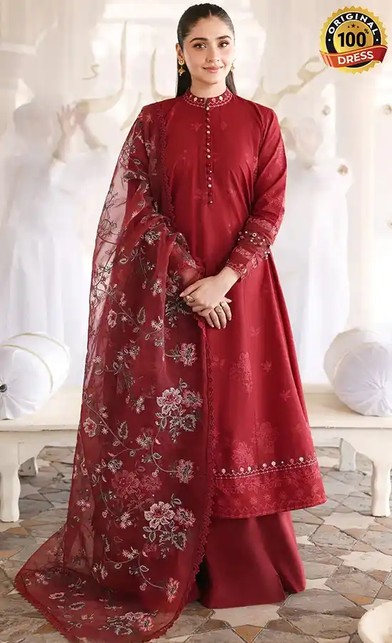 Cross Stitch PK Embroidered Lawn Rouge Flare Dress (4) Cross Stitch PK Embroidered Lawn Rouge Flare Dress (4)