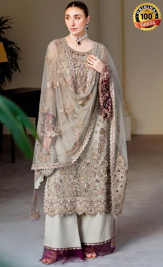 Ramsha PK Embroidered Net H-502 Dress (4)