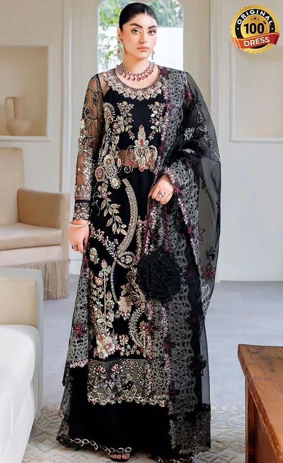 Ramsha PK Embroidered Net H-503 Dress (1)