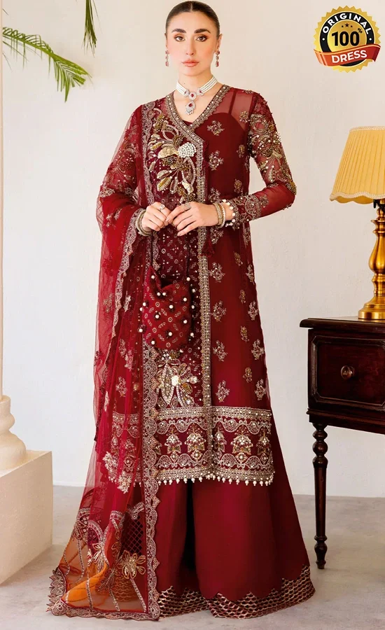 Ramsha PK Embroidered Organza H-504 Dress (1)