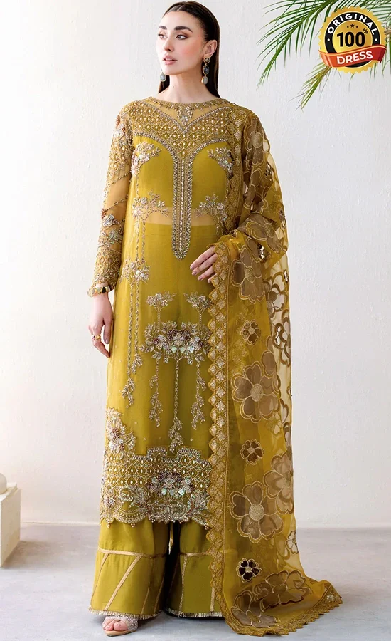 Ramsha PK Embroidered Organza H-506 Dress (2)