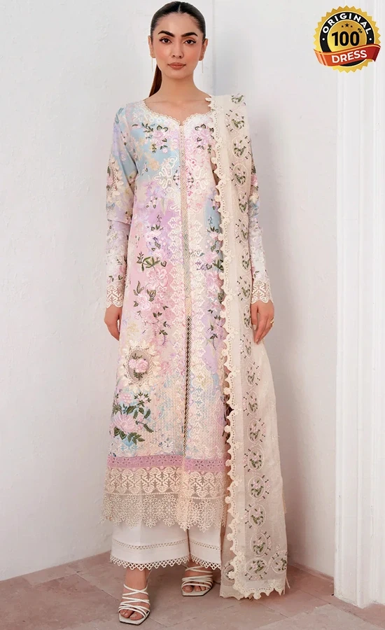 Embroidered Printed Lawn Solithe Dress (4)