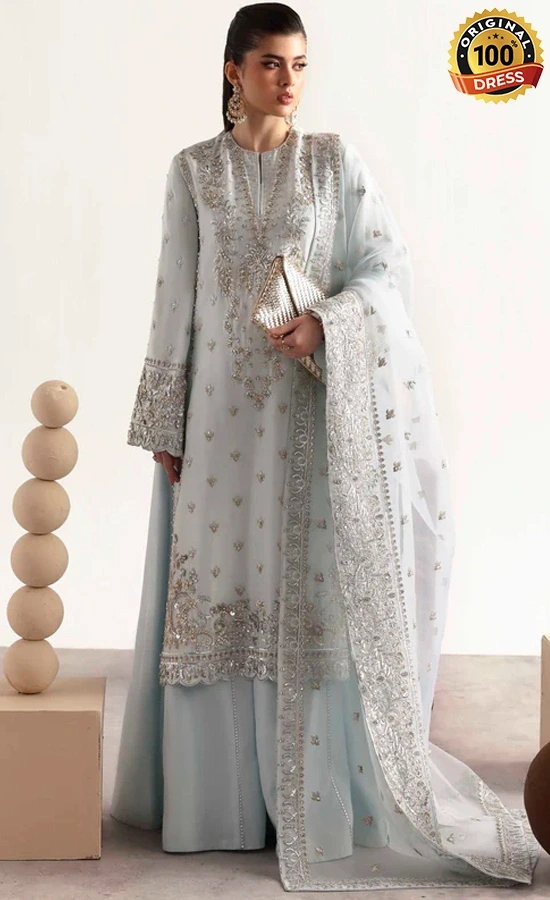 Akbar Aslam Embroidered Silk Fawn Dress (3)
