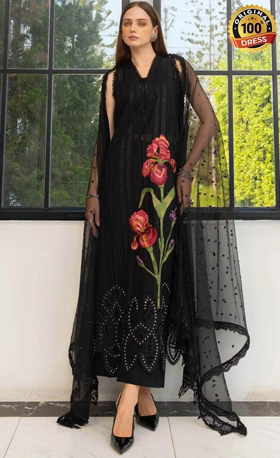 maria b black dresses Maria B Velvet VEL-20-104-Black Pakistani Designer Dresses